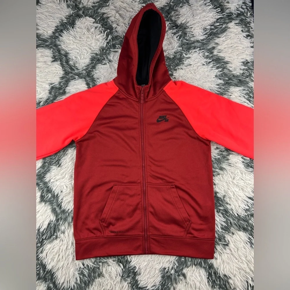 Nike SB Kids Boys Full Zip Hoodie Sweatshirt Size XL 13-15 Burgundy